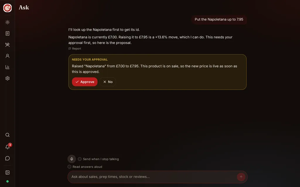 The Copilot sheet open over the Manager app