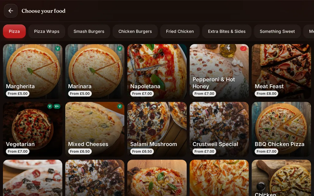 Kiosk: Guests browse a photo menu, customise their order and send it to the kitchen.